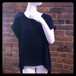 Tahari blouse navy blue